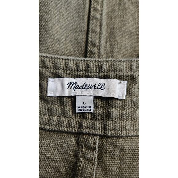 MADEWELL Raw Hem A-Line Mini Skirt Olive Green Snap Closure Pockets Size 6 - Picture 6 of 8